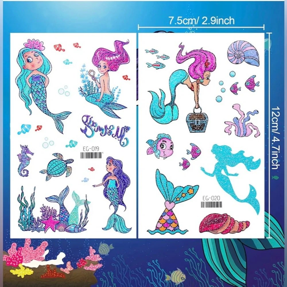 NEW Glitter Temporary Tattoo, 24 Sheets 240+ Glitter Metallic Tattoos